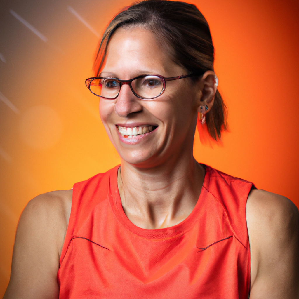 Coach portrait: female facilitator with a warm smile, softbox lighting, high detail
